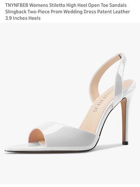Bliss White Patent Leather Open-Toe Slingback Stiletto